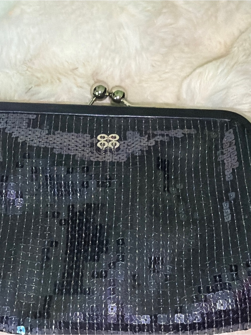Coach Julia Special Edition Blue Sequin Frame Clutch with silver Logo - Picture 10 of 11